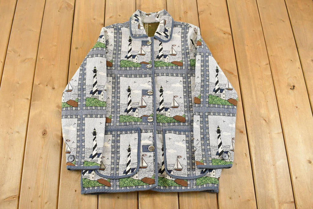 Vintage 1990s Blair Button Up Patch Work Tapestry Jacket Women's Medium /