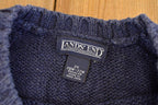 Vintage 1990s Lands End American Flag Knit Crewneck Sweater MensX L / 90's Abstract Pattern 3D Knitted Sweatshirt