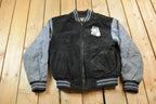 Vintage 1990s Wolf Themed Embroidered Suede Varsity Jacket