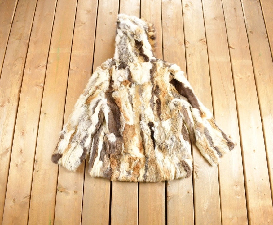 Vintage 1980's Hooded Fur Coat