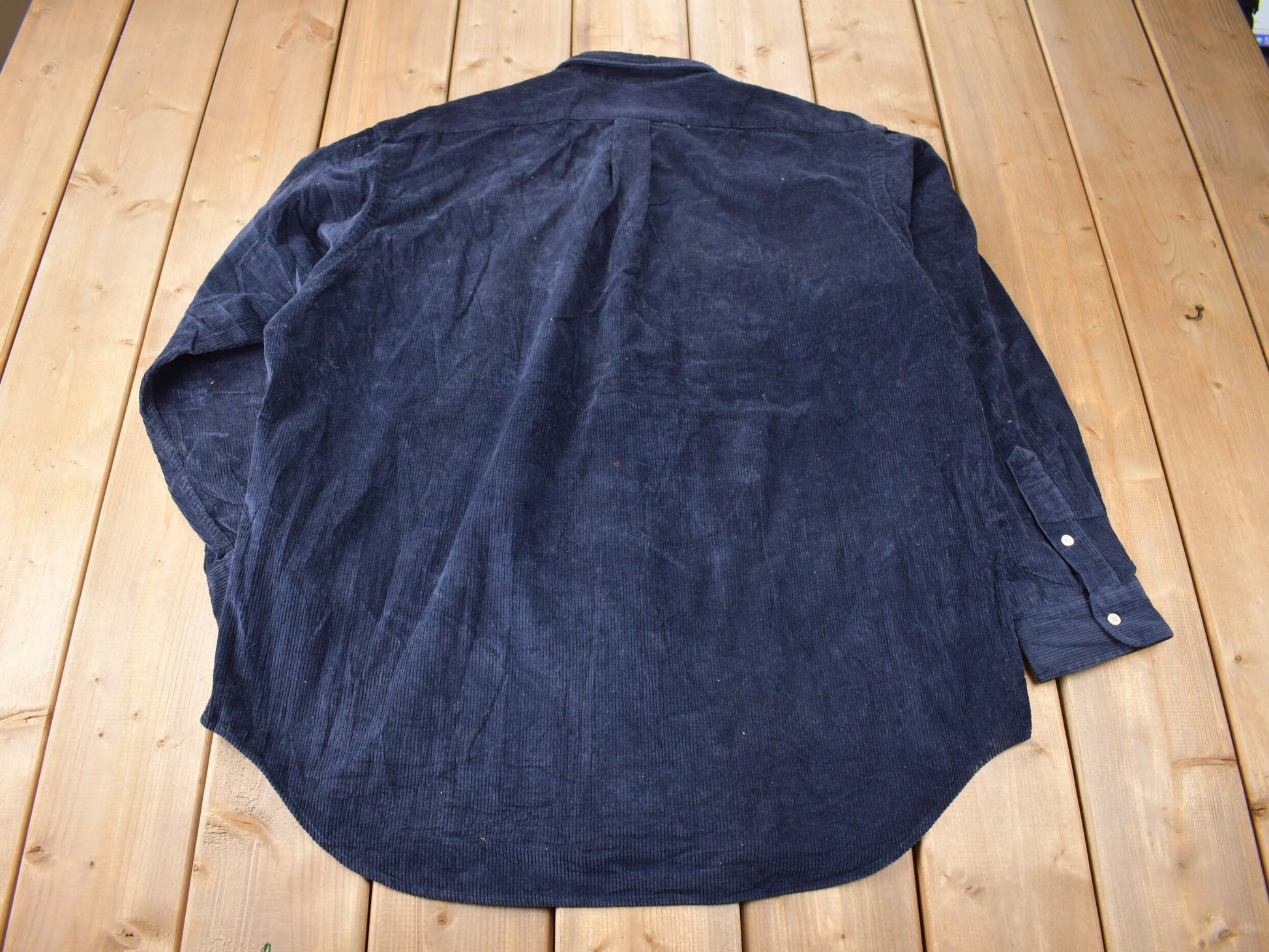 Vintage 1990s Polo By Ralph Lauren Embroidered Ski Bear Corduroy Button Up Shirt