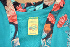 Vintage 1990s Sweats Appeal Turquoise Floral Cardigan Sweater