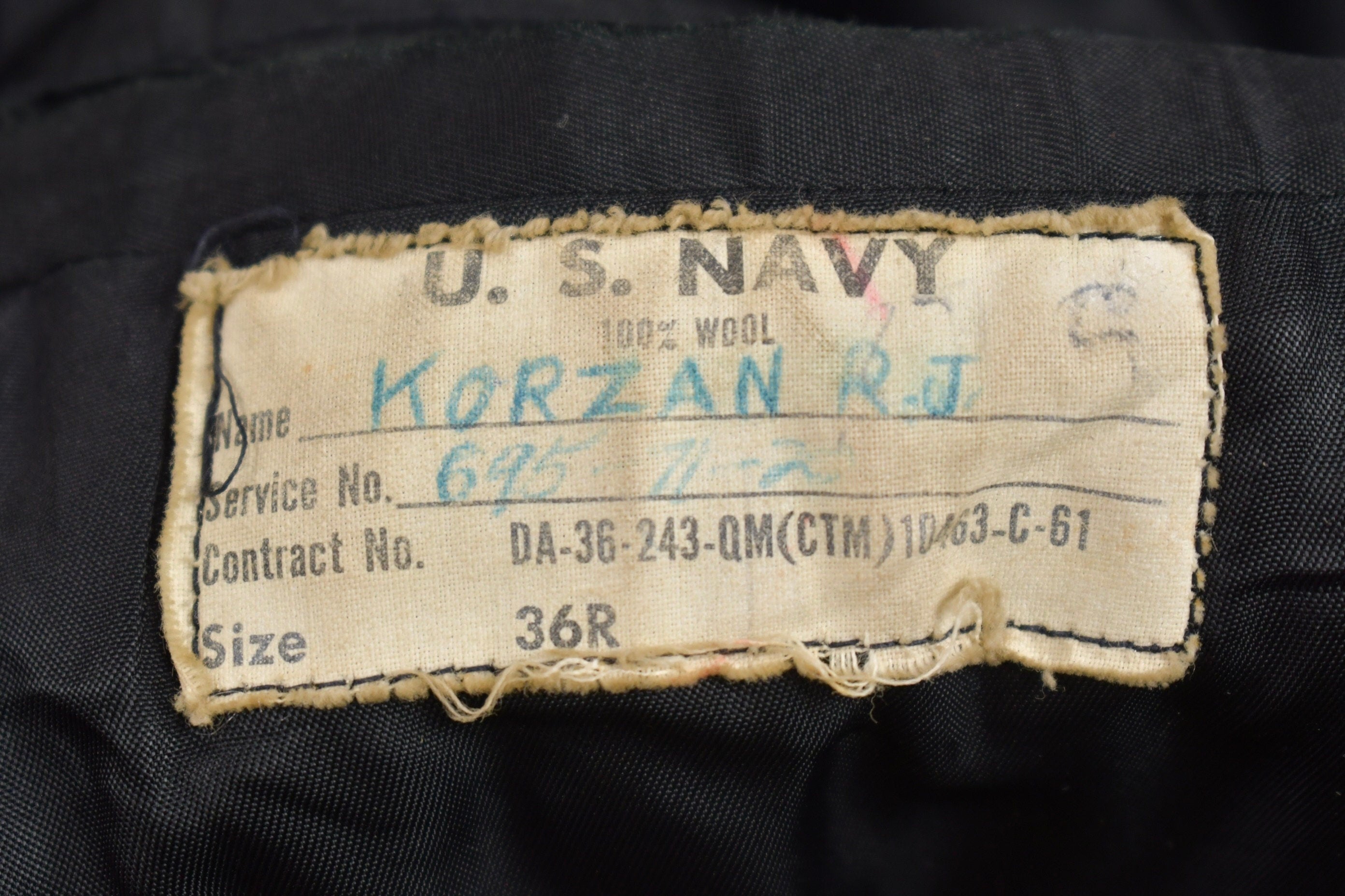 Vintage 1950s USN Naval Wool Double Breasted Jacket