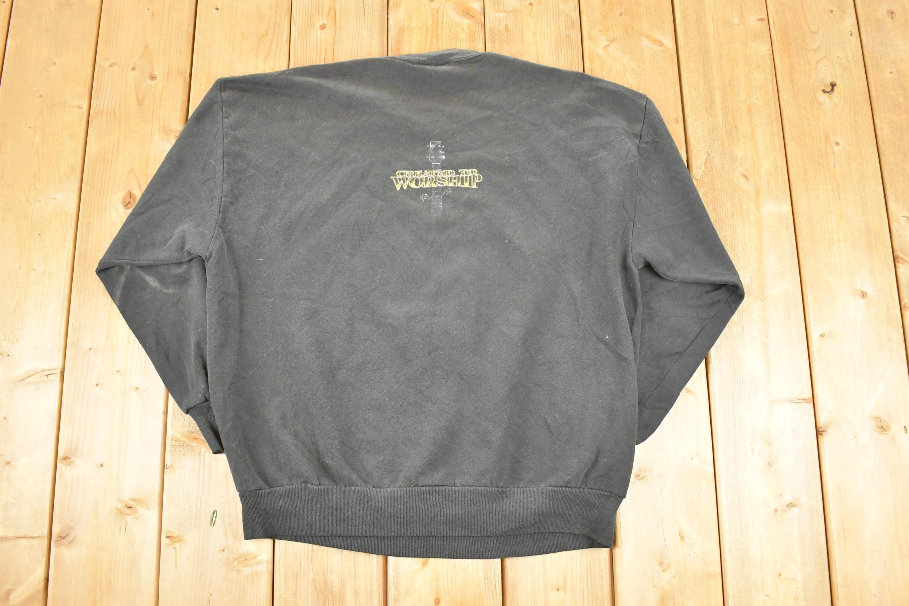 Vintage 1990s Created To Worship Jesus Guitar Crewneck Sweatshirt Men's L