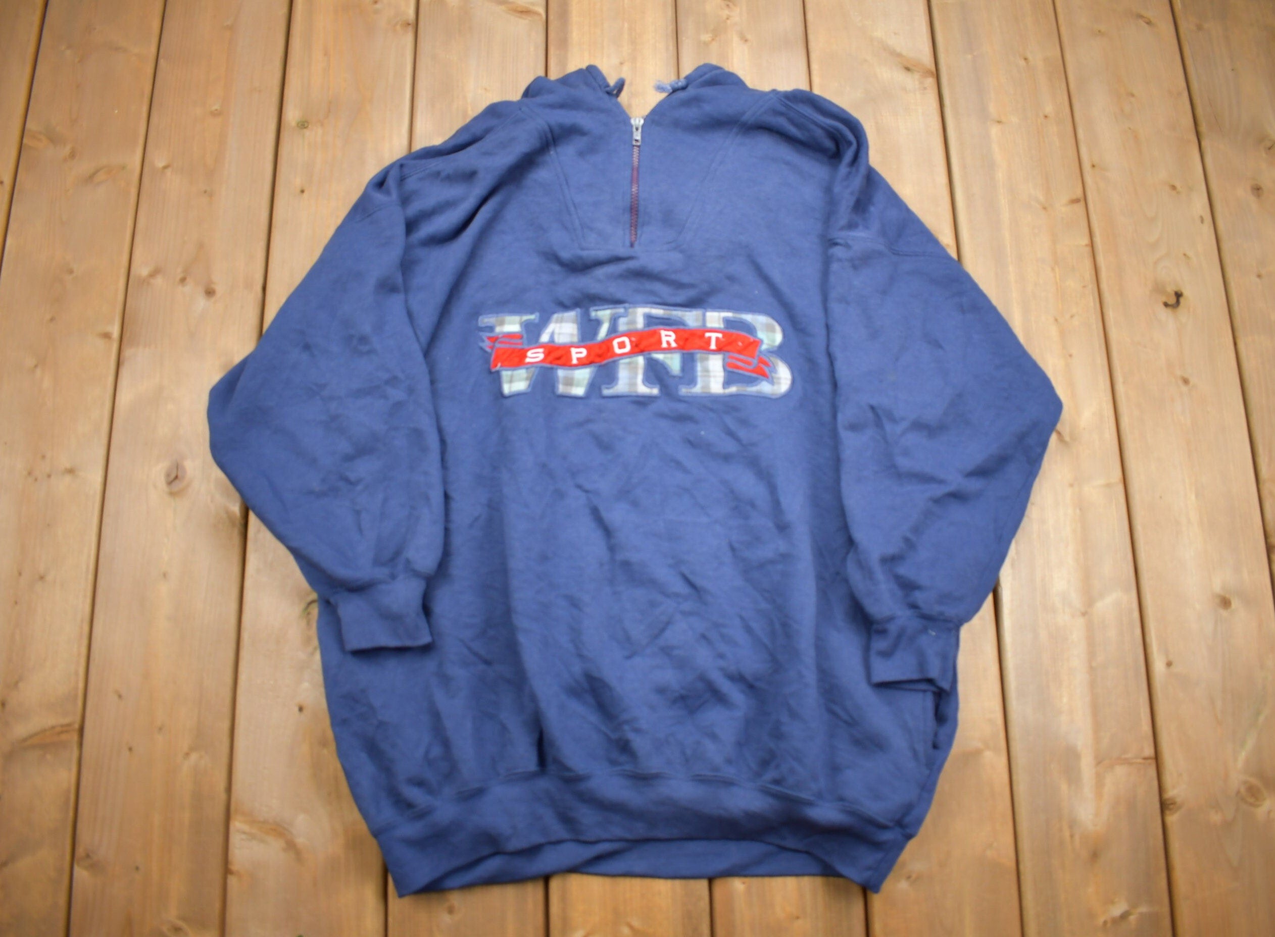 Vintage 1990s 'WFB Sport' Blue Graphic Hoodie