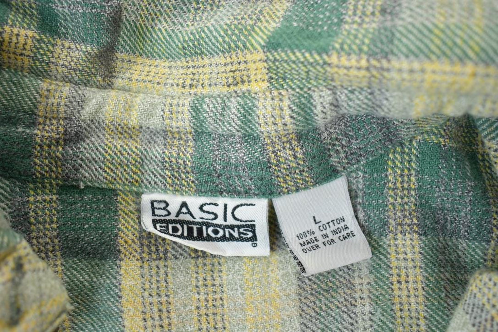 Vintage 1990s Basic Editions Plaid Flannel Button Up Shirt / 1990s Button Up / Vintage Flannel / Plaid Shirt / Button Down