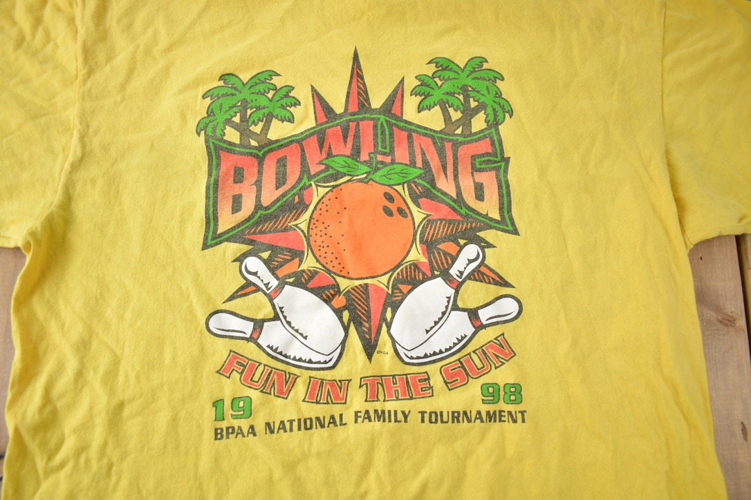 Vintage 1998 Bowling Fun In The Sun Souvenir Travel T Shirt Made In USA Size XL