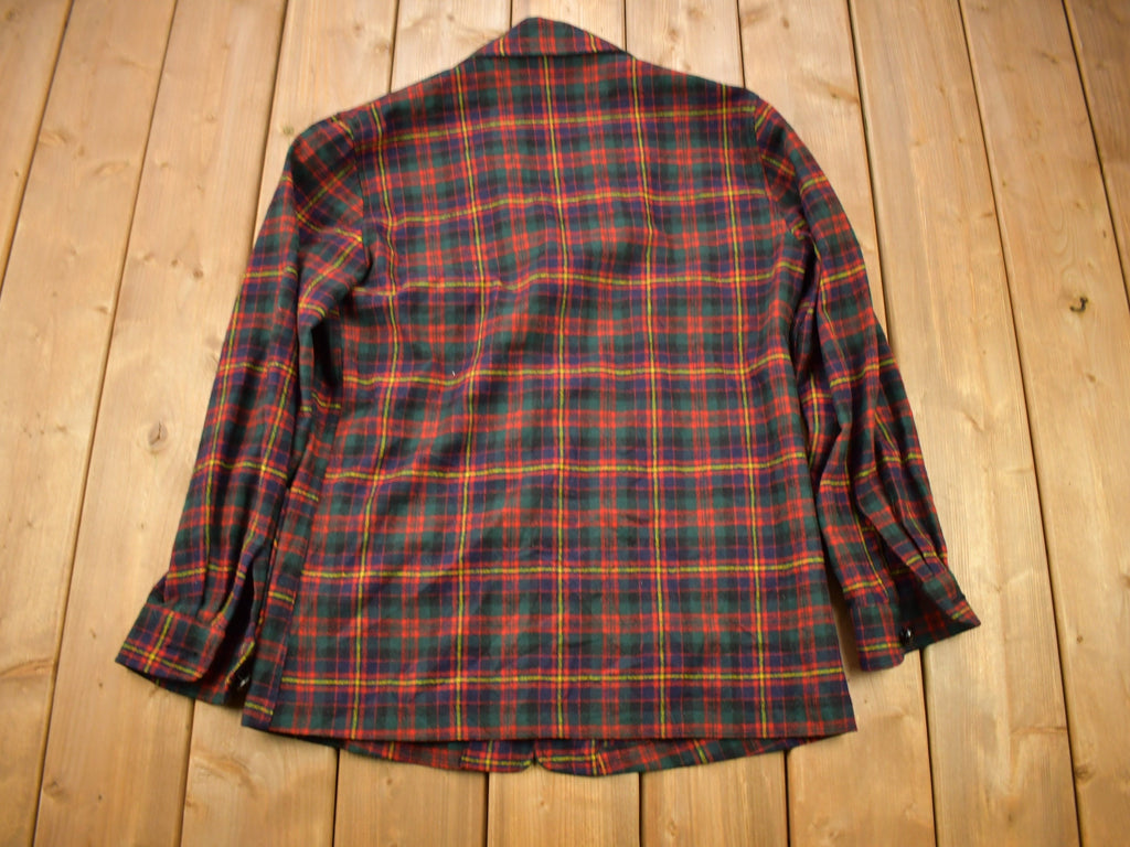 Vintage 1970s Pendleton Plaid Button Up Blazer Shirt