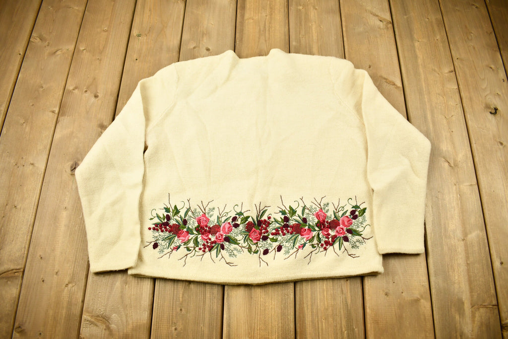 Vintage 2000 Floral Embroidered Cardigan Sweater