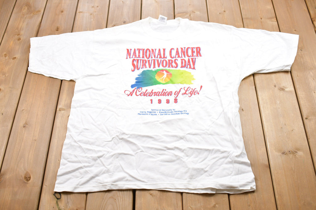 Vintage 1998 National Cancer Survivors Day Graphic T-Shirt