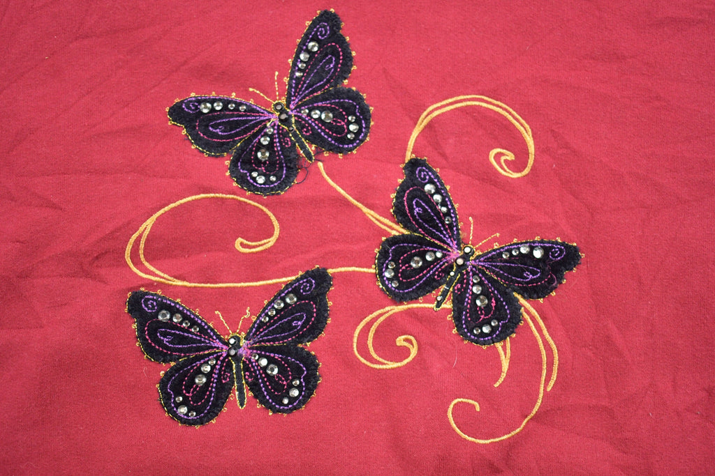 Vintage 1990s Cute Butterfly Double Collar Embroidered Crewneck Sweatshirt