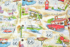 Vintage 1990s Pacific Legend Route 66 AOP Button Up Shirt Men's XL / Vintage Dress Shirt / Striped Button Up / Dinner Shirt