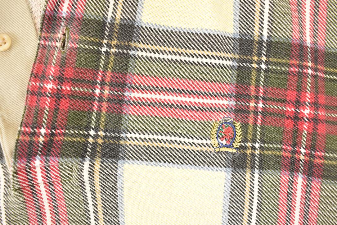 Vintage 1990s Tommy Hilfiger Plaid Quarter Button Shirt Men's L  Preppy Button Up  90's Dress Shirt