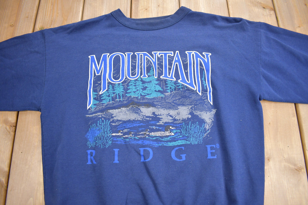 Vintage 1990s Mountain Ridge Crewneck Sweatshirt / 90s Crewneck / Made In USA / Streetwear / Embroidered