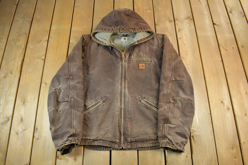 Vintage 2000s Carhartt Hooded Sherpa Lined Jacket Mens Tall Large
