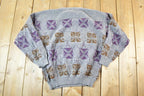 Vintage 1990s Oggi Mode Knit Abstract Pattern Wool Blend Crewneck Sweater Mens L