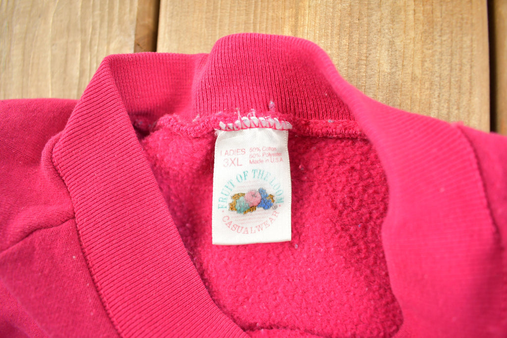 Vintage 1980s Fruit Of The Loom Blank Pink Raglan Crewneck Sweatshirt