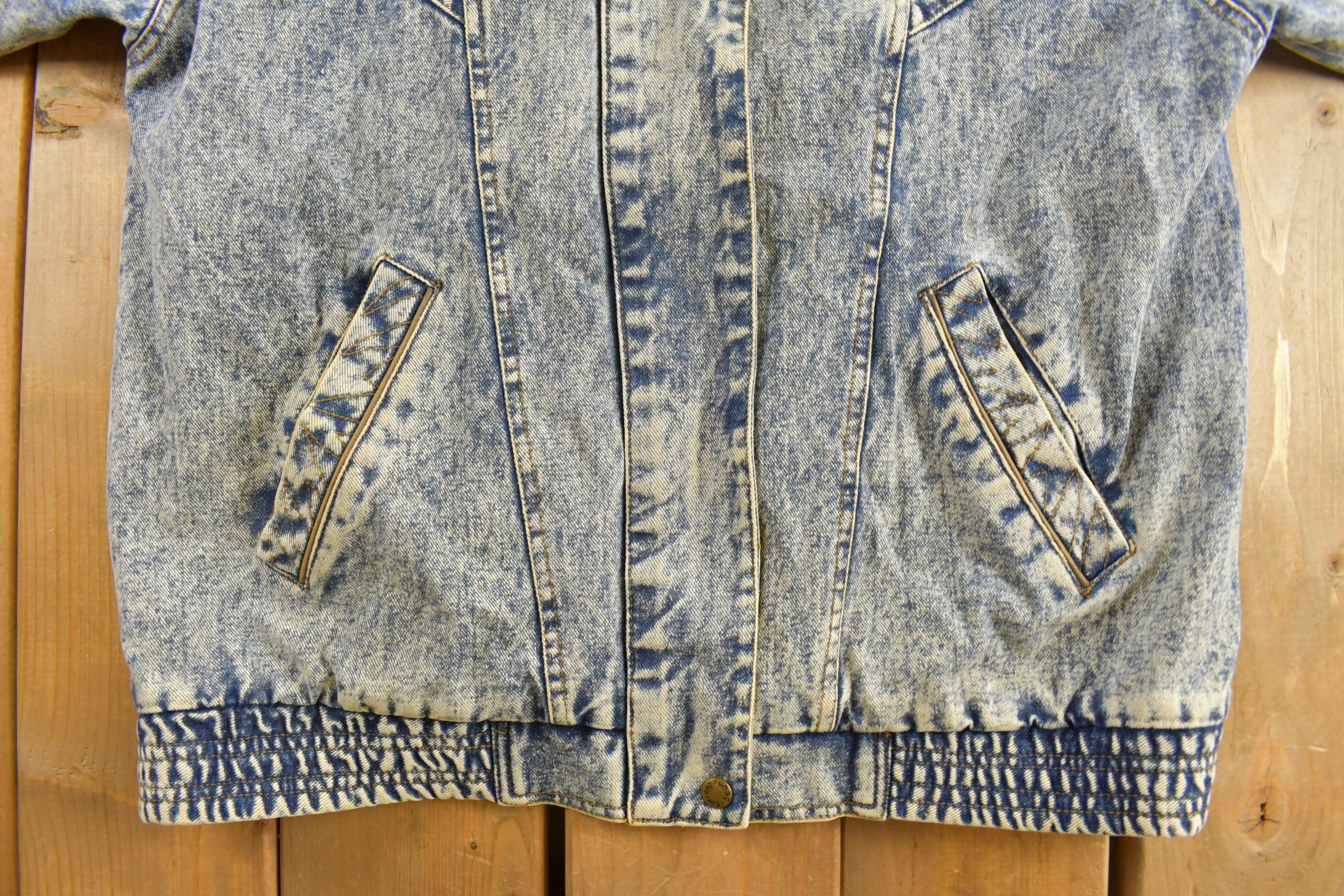 Vintage 1990s Acid Wash Denim Jean Jacket Vest