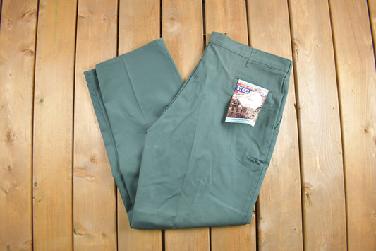 Deadstock Vintage 1980s Steelworks Pleated Trousers Size 41 x 34 / 80s Workwear / 1980s Pants / Olive Green / New With tags