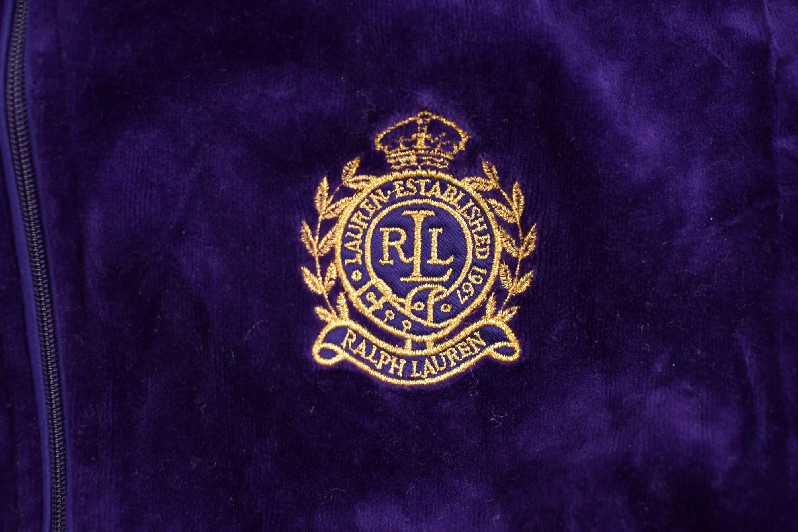 Vintage 1990s Polo Ralph Lauren Velour Zip Up Sweatshirt