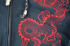 Vintage 1990s Kanji Jeans Heavyweight Dragon EMbroidered Full Zip 5X Hip Hop Hoodie Made In USA