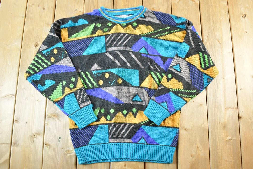 Vintage 1990s Gitano Sportswear Knit Abstract Pattern Crewneck Sweater Mens L