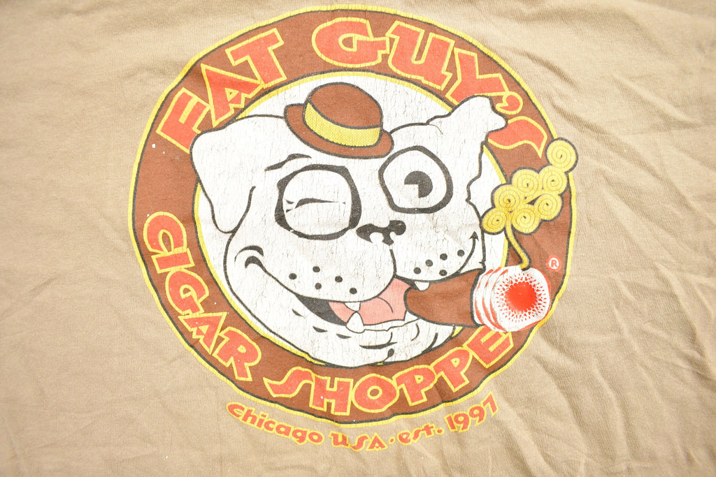 Vintage 1990s Fat Guy Cigar Shoppe Novelty T-Shirt