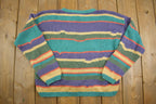 Vintage 1990s Striped Knit Cardigan Sweater