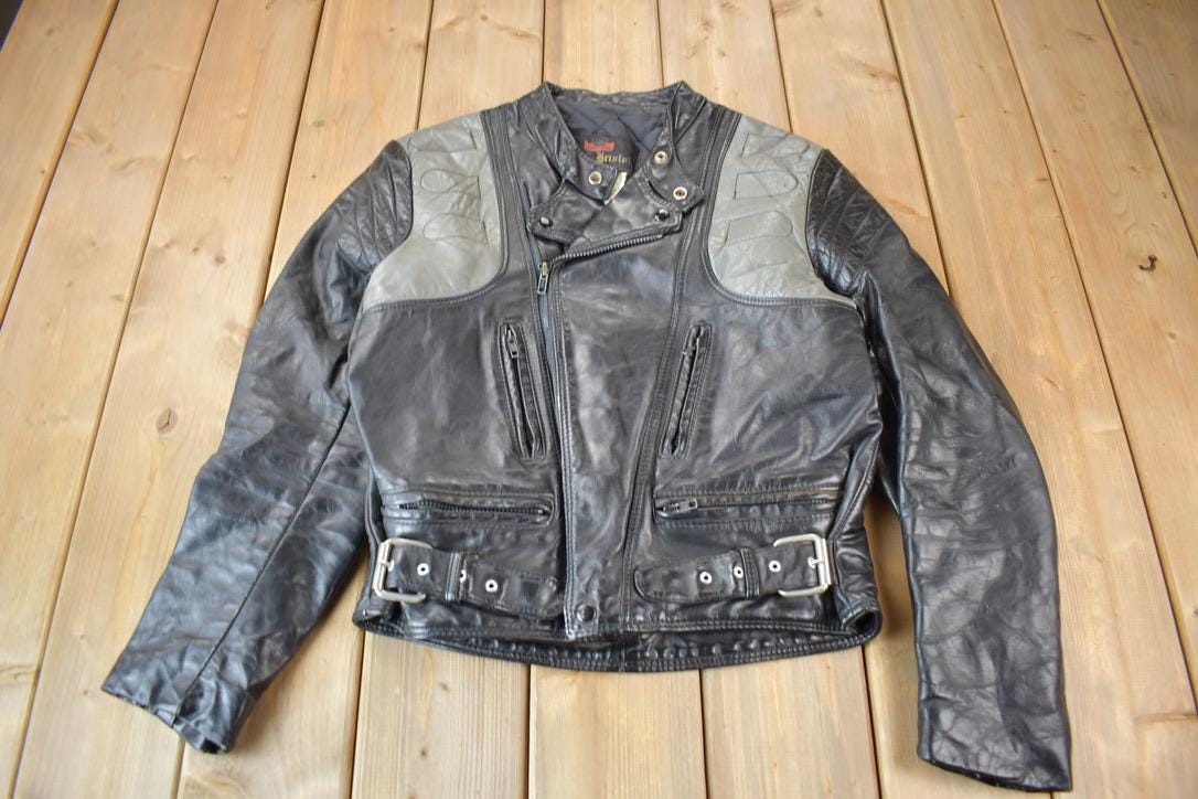Vintage 1980s Bristol Leather Café Racer Jacket