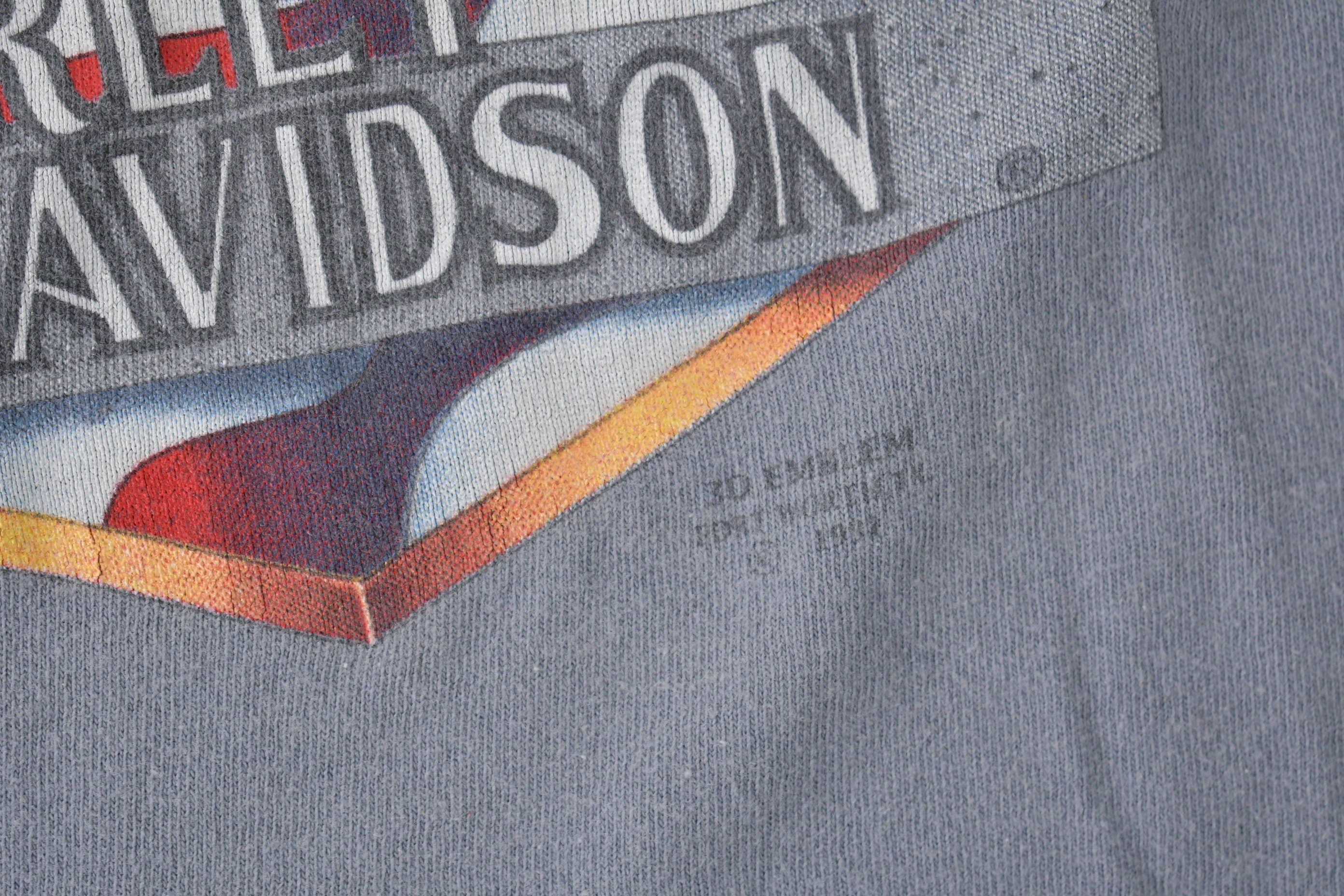 Vintage 1980s Camerons Harley Davidson Perth Ontario Single Stitch 3D Emblem T-Shirt Made In USA