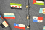 Vintage 1980s Multi Flag Abstract Knit Cardigan Sweater Men's M