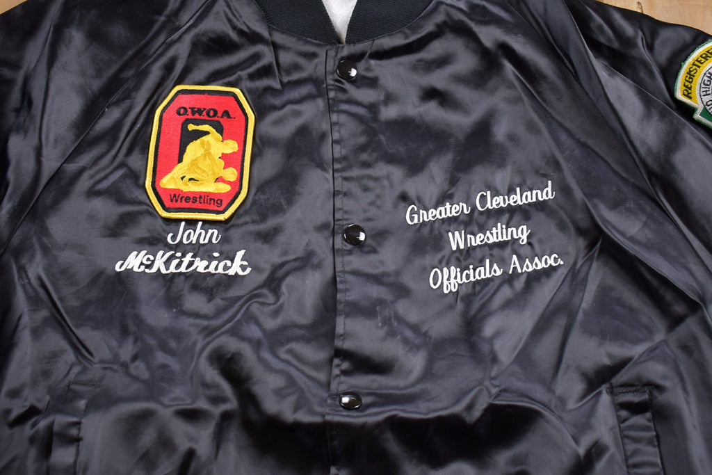 Vintage 1990s Wear Guard OWOA Wrestling Satin Bomber Jacket