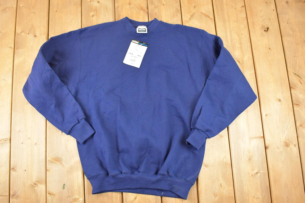 Vintage 1990s Deadstock Blank Navy Crewneck Sweatshirt Mens L