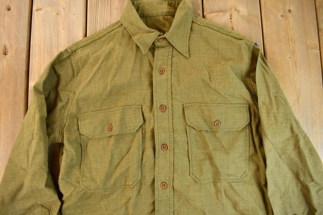 Vintage 1960s OG-107 Military Sateen Shirt