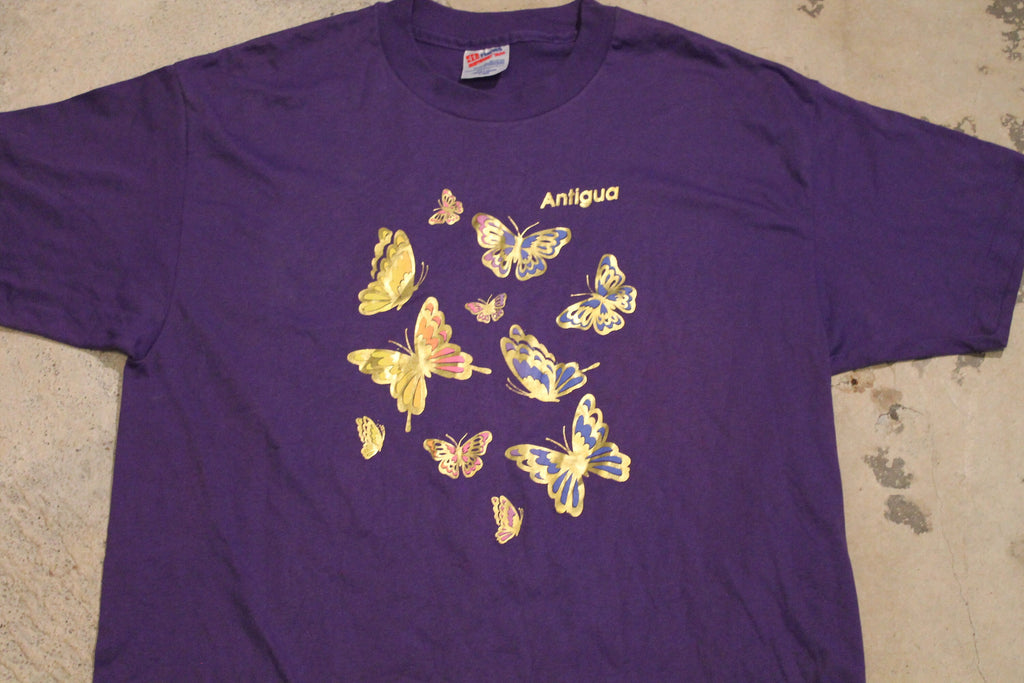Vintage 1990s Antigua Butterfly Theme Souvenir T Shirt