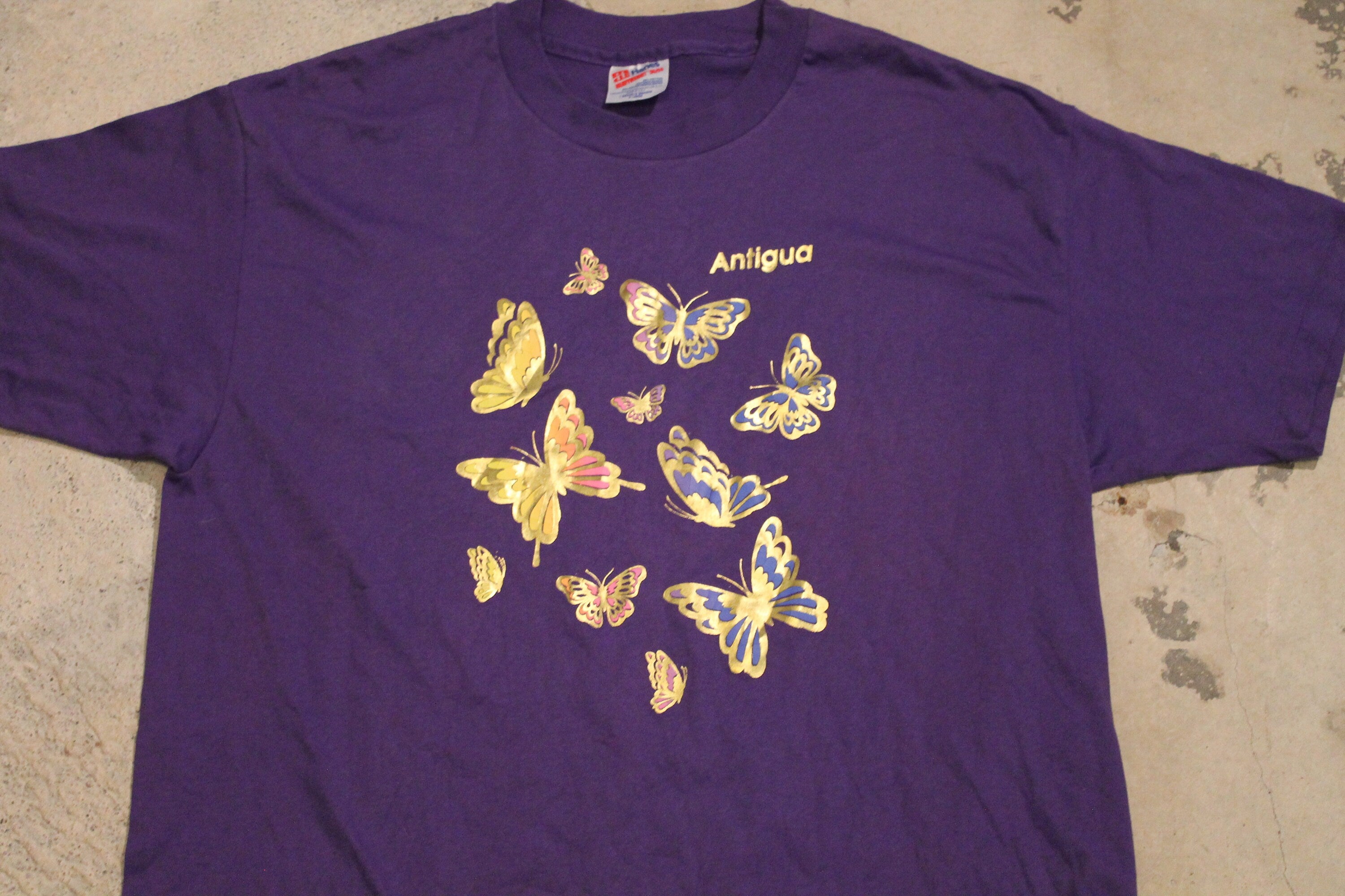 Vintage 1990s Antigua Butterfly Theme Souvenir T Shirt