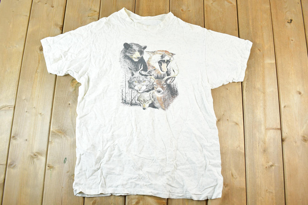 Vintage 1990s Forest Animals Outdoorsman Wolf T-Shirt Mens L