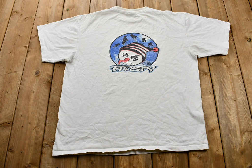Vintage 1990s Distressed Crazy Frosty The Snowman Snowboarding T-Shirt