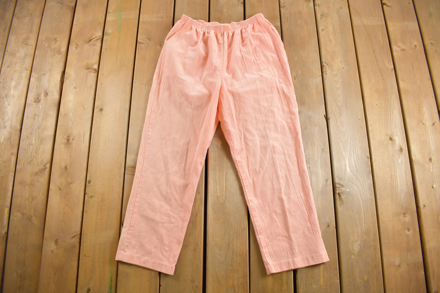 Vintage 1980s Haband Pants Size 27 - 31 x 25 / American Vintage / Fashion / 80s Trousers / Made in USA / Elastic Waist / Pink / Salmon