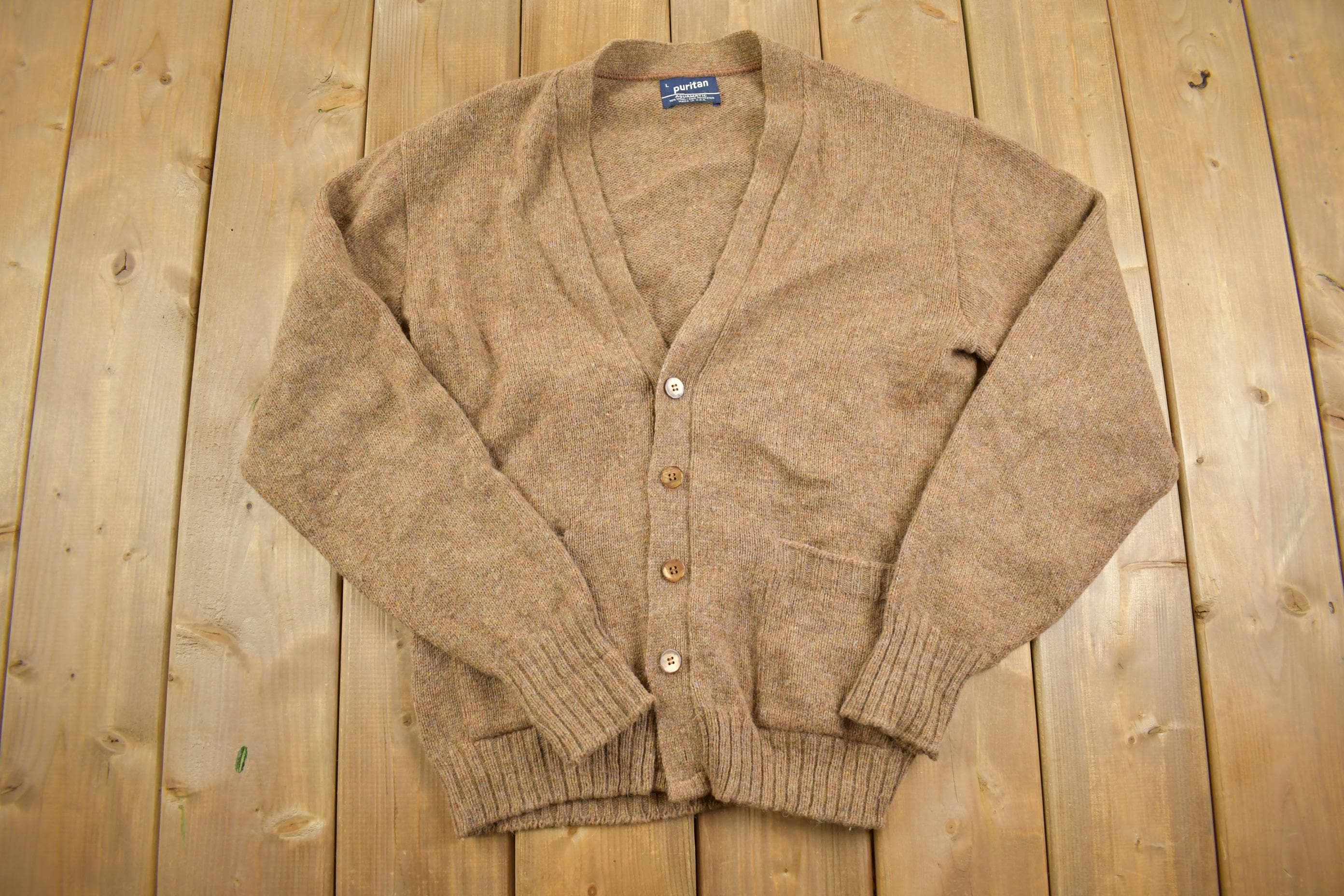 Vintage 1990s Puritan Wool Knit Cardigan Sweater - Made In USA