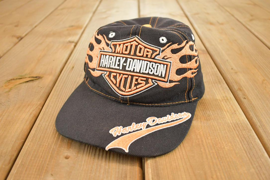 Vintage 1990s Harley Davidson Motorcycles Snapback Dad Hat  90's Embroidered Motorcycle Cap