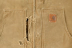 Vintage 1990s Carhartt Distressed Sherpa Lined Canvas Jacket Men's Medium