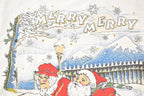 Vintage 1990s Merry Merry Christmas Skating Santa Crewneck Sweatshirt Women's XXL / Made In USA / 90s Xmas Crewneck / Cute Cartoon Holidays