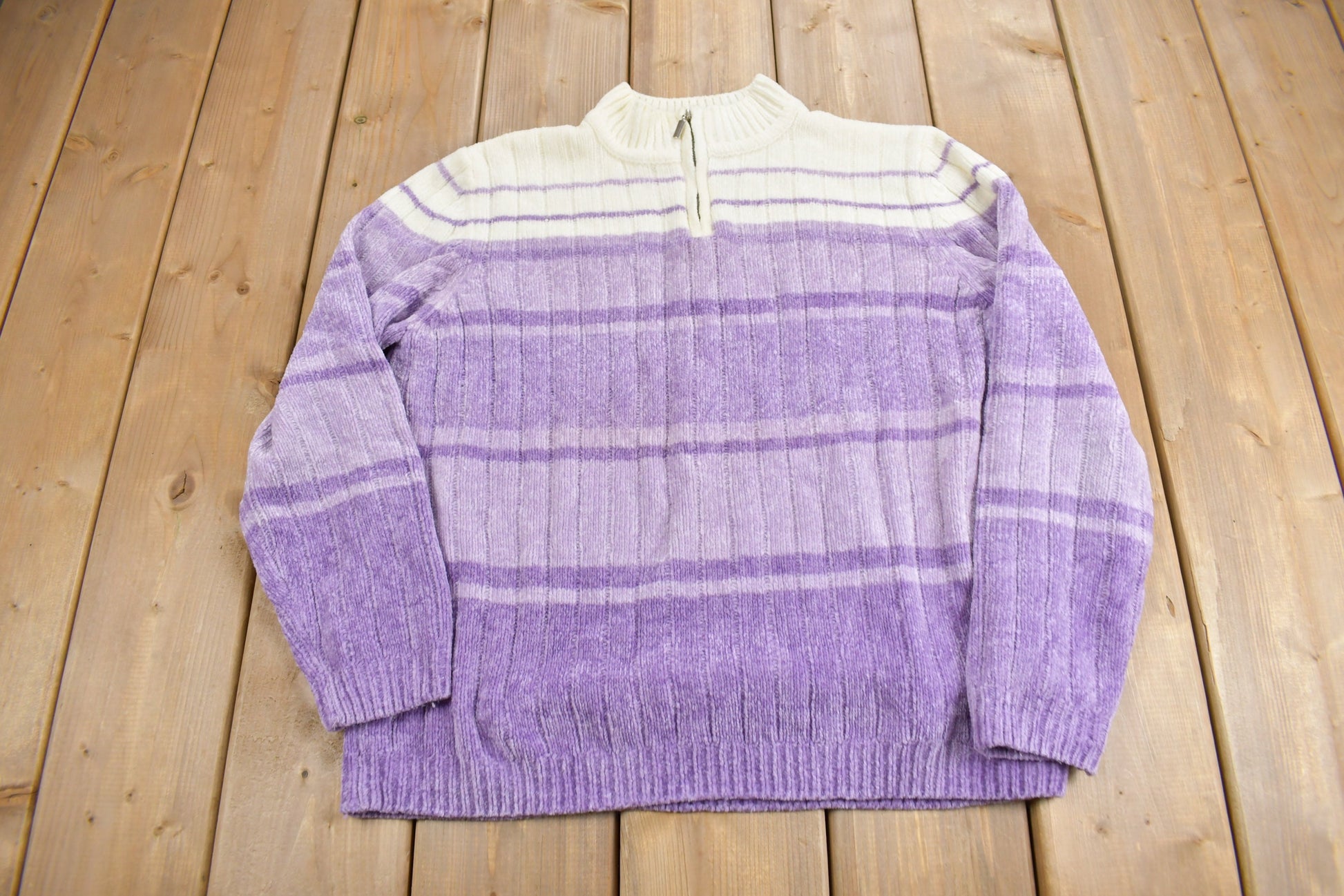 Vintage 1990s Alfred Dunner Women QuarterZip Knit Sweater /