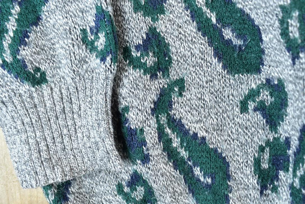 Vintage 1990s Paisley Knit Abstract Pattern Crewneck Sweater