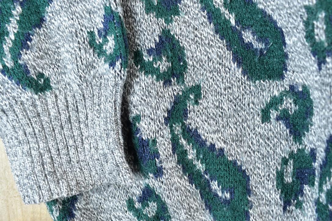 Vintage 1990s Paisley Knit Abstract Pattern Crewneck Sweater