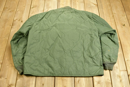 Vintage Army Military Flyer Jacket Liner / Button Up Jacket / Army Green / Vintage Army / Streetwear Fashion / Militaria