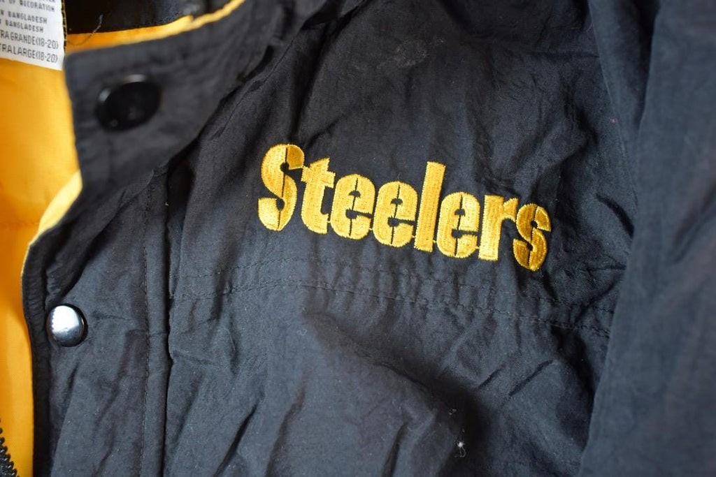 Vintage 1990s Reebok Pittsburgh Steelers Hooded Full Zip NFL Football Jacket