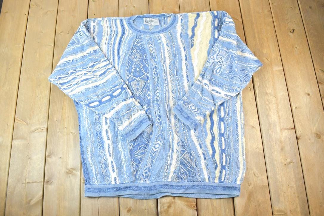 Vintage 1990s Coogi Made In Australia 3D knit 100% Cotton Abstract Pattern Crewneck Sweater