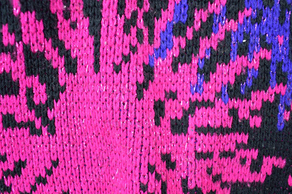 Vintage 1990s Enchante Fireworks Neon Sparkle Knit Crewneck Sweater  90s Crewneck  Made In USA  Preppy Knit